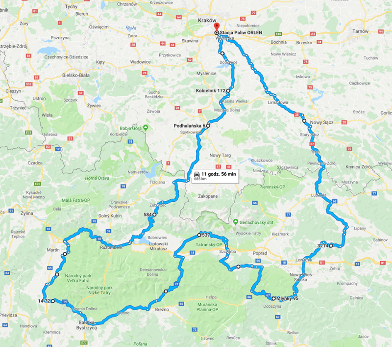 Trasa motocyklowa wokół Tatr i po Słowacji 685 km.png